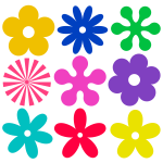 Selection of retro flowers vector graphics